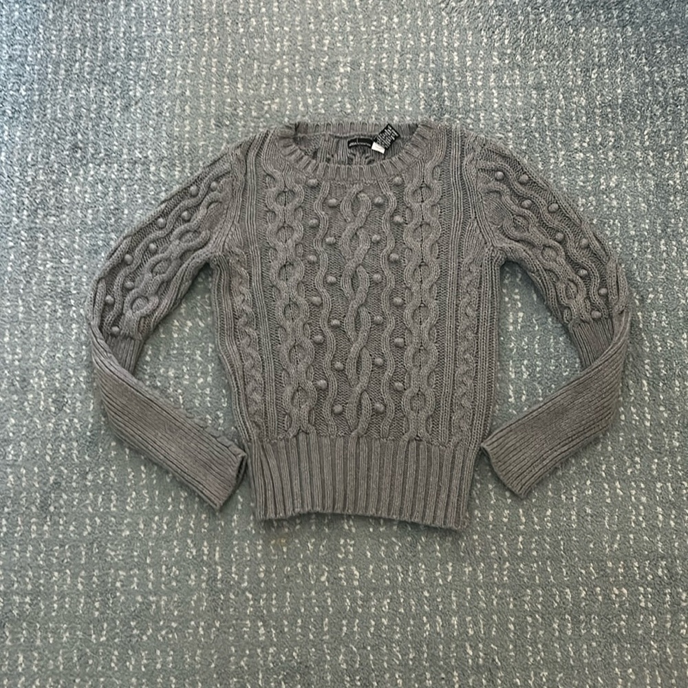 100% Cotton Cable Knit Sweater with Pom-pom detail